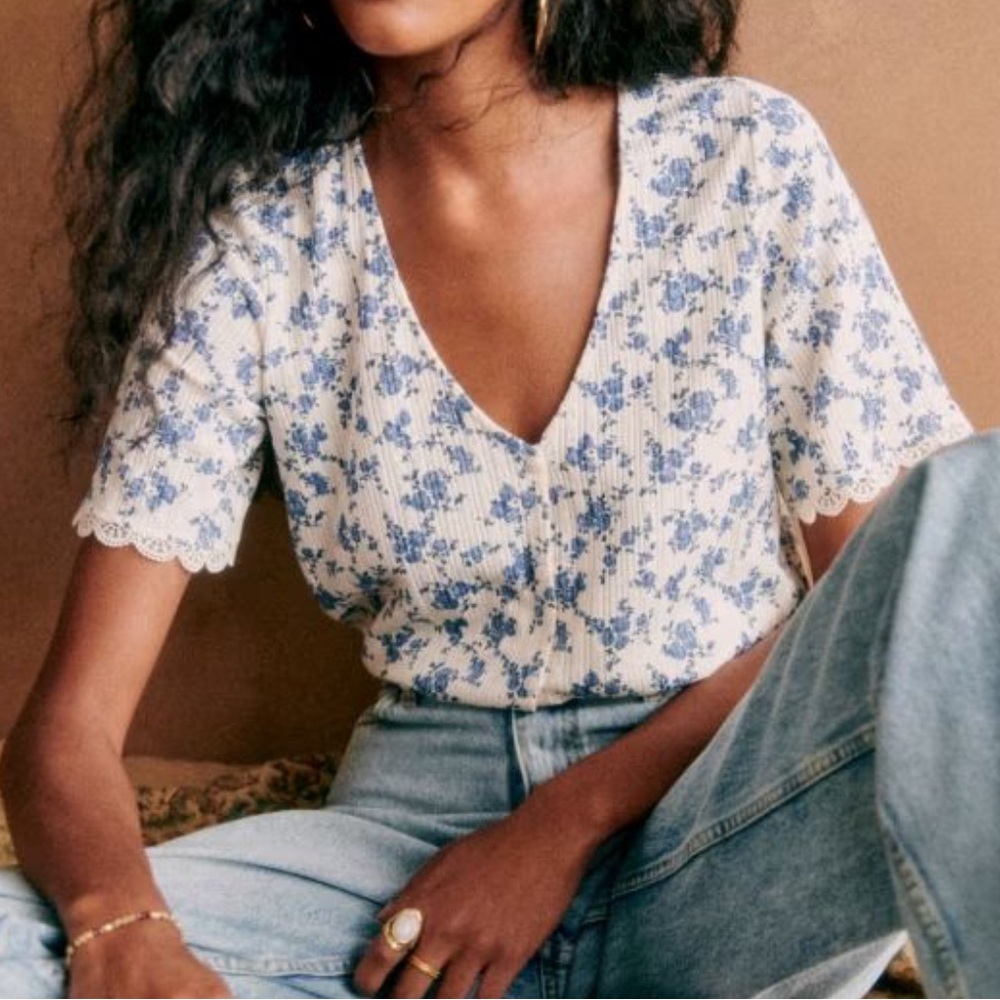 Sezane Celia Floral Top